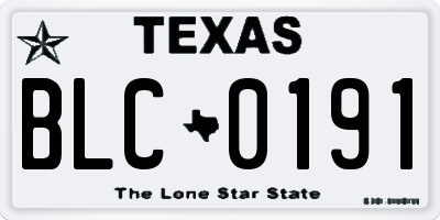 TX license plate BLC0191
