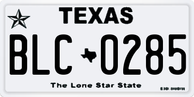 TX license plate BLC0285