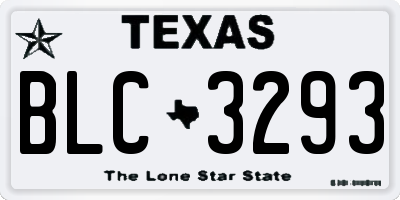 TX license plate BLC3293