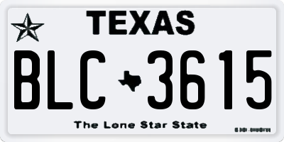 TX license plate BLC3615
