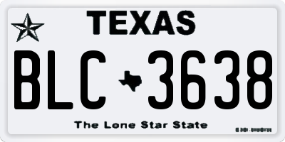 TX license plate BLC3638