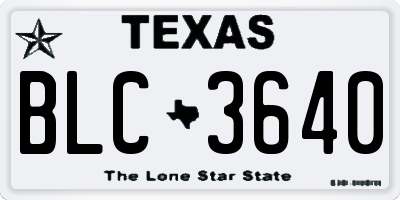 TX license plate BLC3640