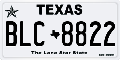 TX license plate BLC8822