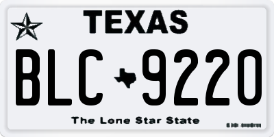 TX license plate BLC9220