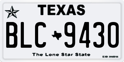 TX license plate BLC9430