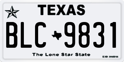 TX license plate BLC9831