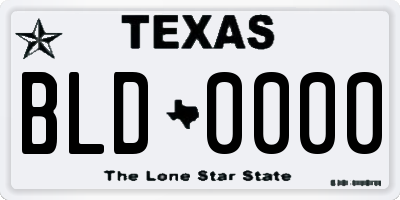 TX license plate BLD0000