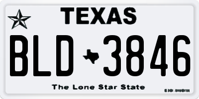 TX license plate BLD3846