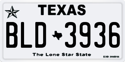 TX license plate BLD3936