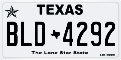 TX license plate BLD4292