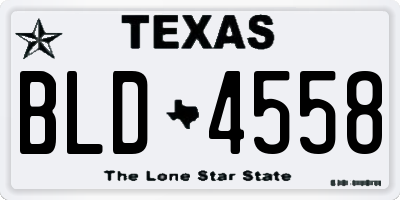 TX license plate BLD4558