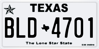 TX license plate BLD4701