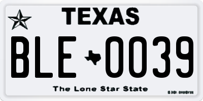 TX license plate BLE0039