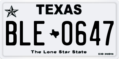 TX license plate BLE0647