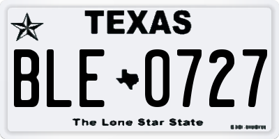 TX license plate BLE0727