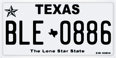 TX license plate BLE0886
