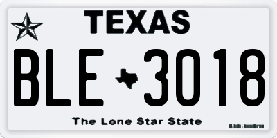 TX license plate BLE3018