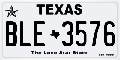 TX license plate BLE3576