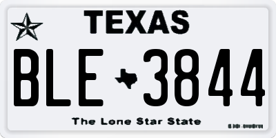 TX license plate BLE3844