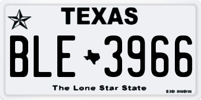 TX license plate BLE3966