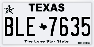 TX license plate BLE7635