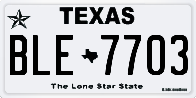 TX license plate BLE7703