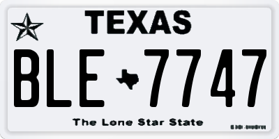 TX license plate BLE7747