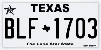 TX license plate BLF1703