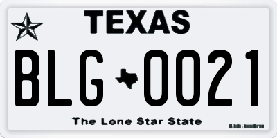 TX license plate BLG0021