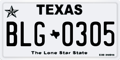 TX license plate BLG0305