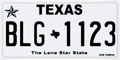 TX license plate BLG1123