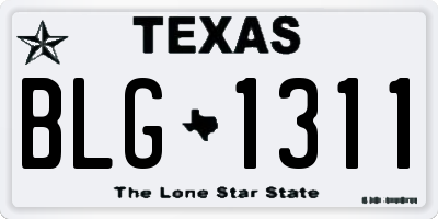TX license plate BLG1311
