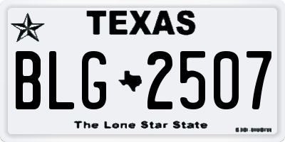 TX license plate BLG2507
