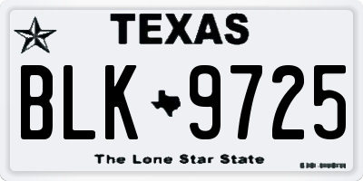 TX license plate BLK9725