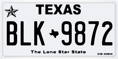 TX license plate BLK9872