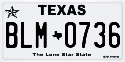 TX license plate BLM0736