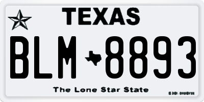 TX license plate BLM8893