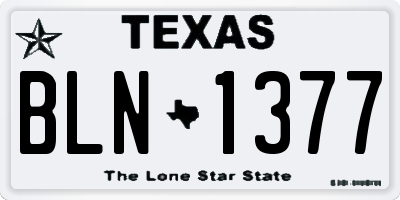 TX license plate BLN1377