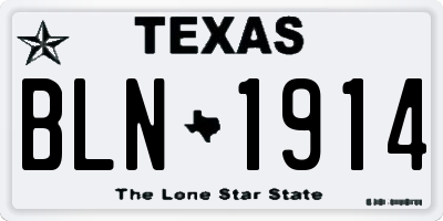 TX license plate BLN1914
