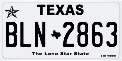 TX license plate BLN2863