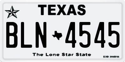 TX license plate BLN4545