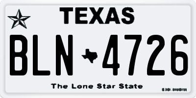 TX license plate BLN4726