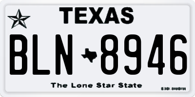 TX license plate BLN8946