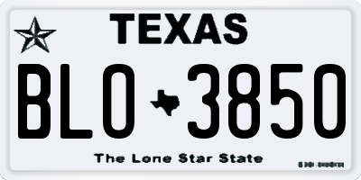 TX license plate BLO3850