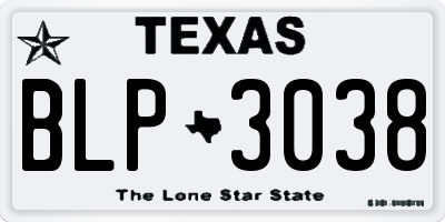 TX license plate BLP3038