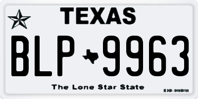TX license plate BLP9963