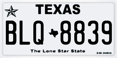 TX license plate BLQ8839