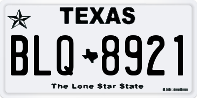 TX license plate BLQ8921