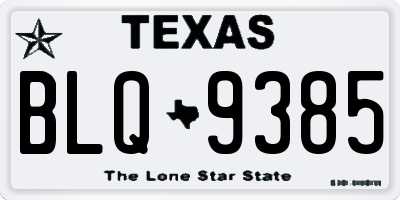 TX license plate BLQ9385