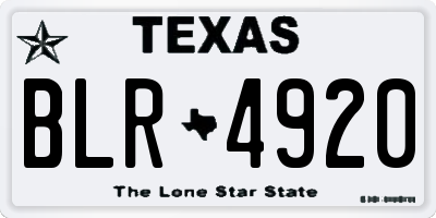 TX license plate BLR4920